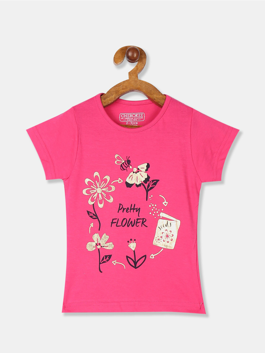 

Cherokee Girls Pink Typography Printed T-shirt