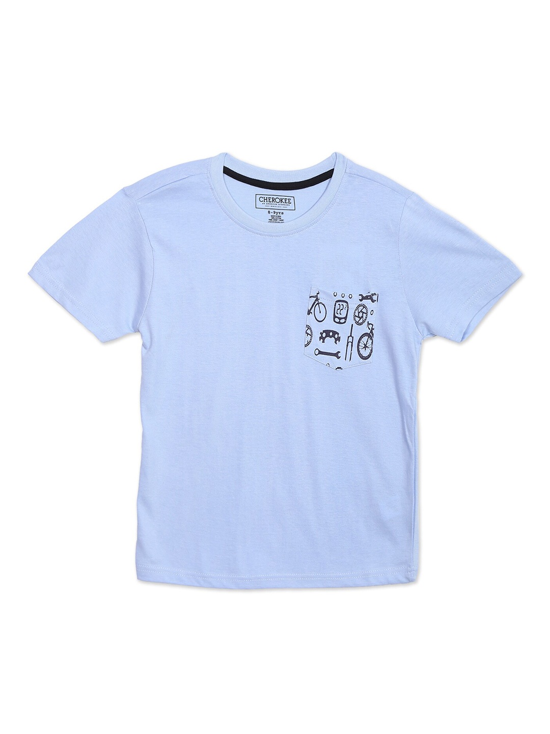 

Cherokee Boys Blue Printed Pockets Pure Cotton T-shirt