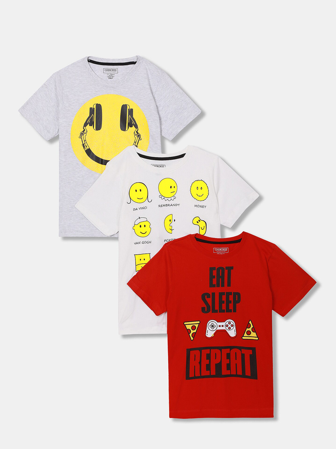 

Cherokee Boys Pack Of 3 Assorted Typography Printed T-shirt