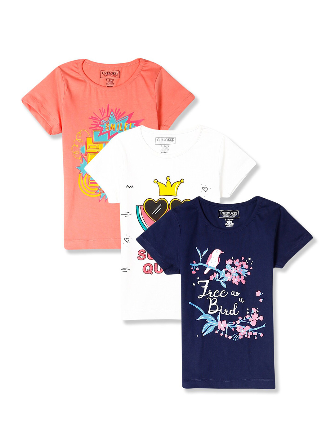 

Cherokee Set-3 Girls Assorted Printed Cotton T-shirt