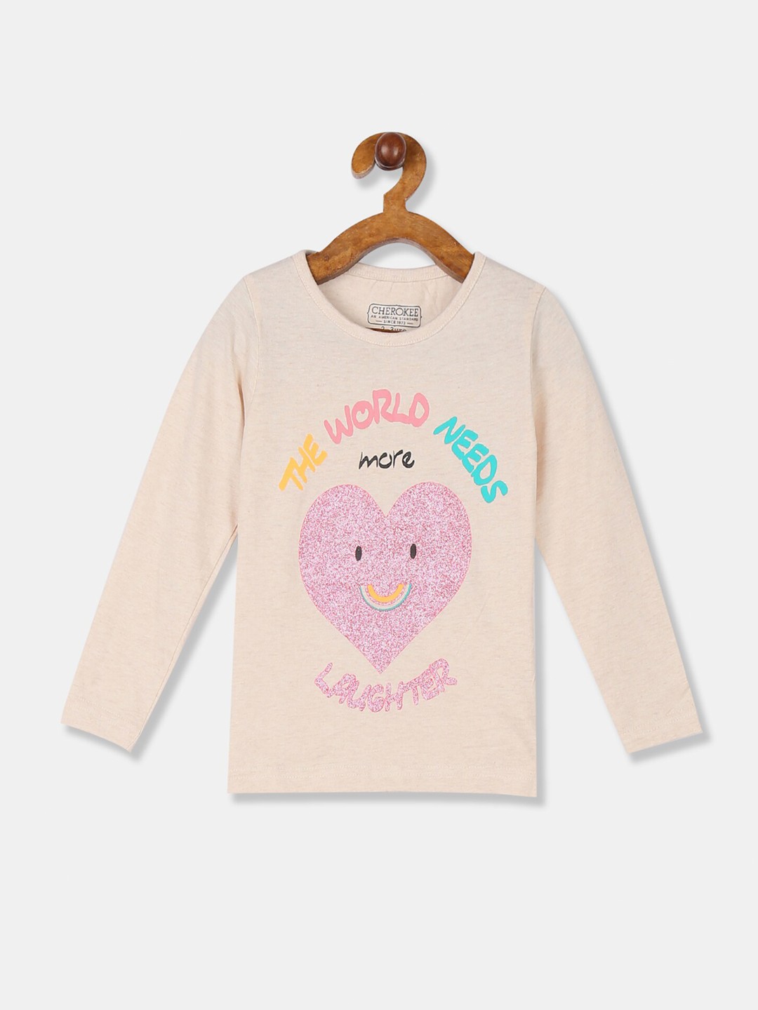 

Cherokee Girls Beige Typography Printed T-shirt