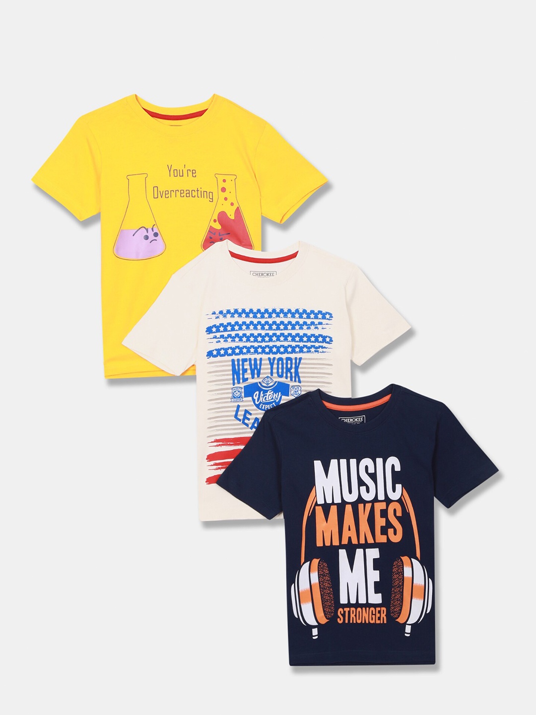 

Cherokee Boys Pack of 3 Assorted Printed Pure Cotton T-shirts