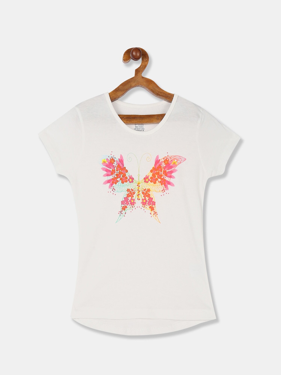 

Cherokee Girls White Printed Cotton T-shirt