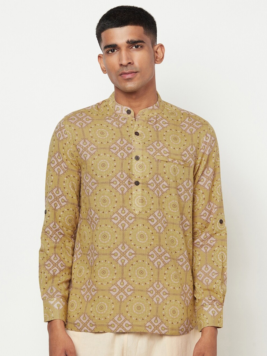 

Fabindia Men Yellow Slim Fit Floral Opaque Printed Casual Shirt