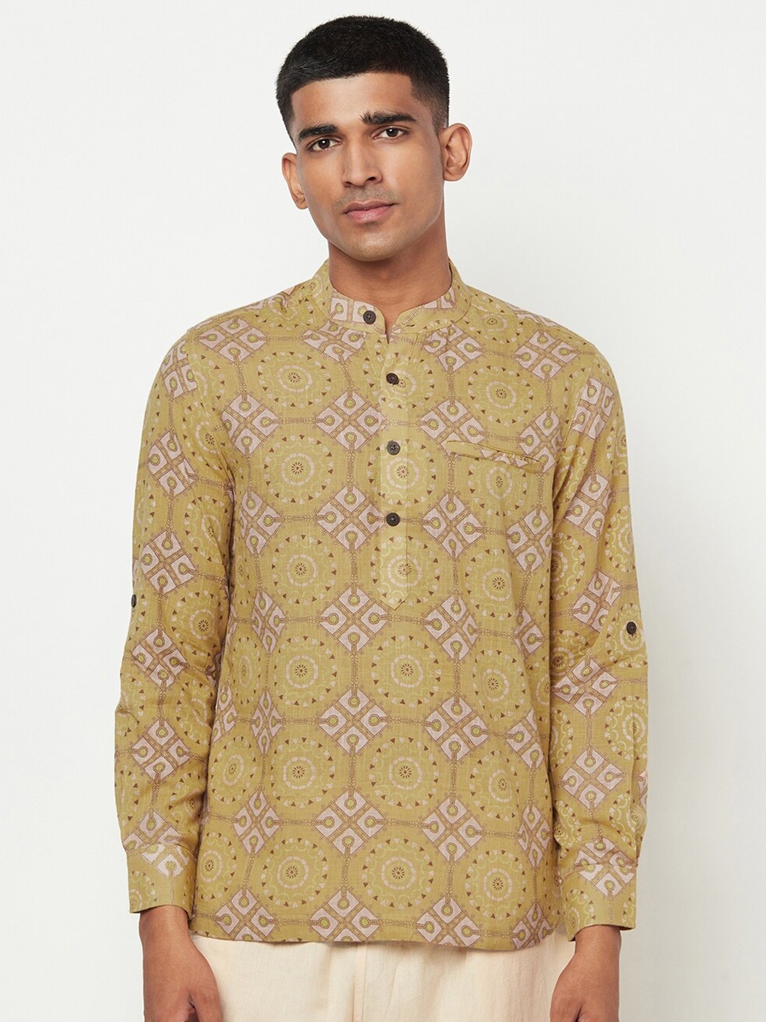 

Fabindia Men Yellow Slim Fit Floral Opaque Printed Casual Shirt