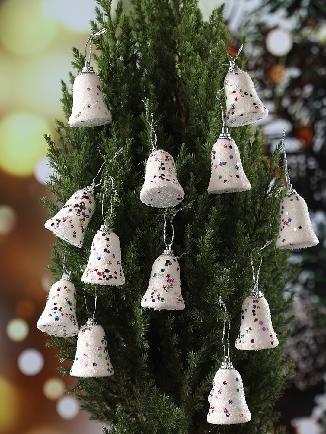 

TIED RIBBONS White 12-Pieces Hanging Bells Christmas Tree Decoration Gift Set