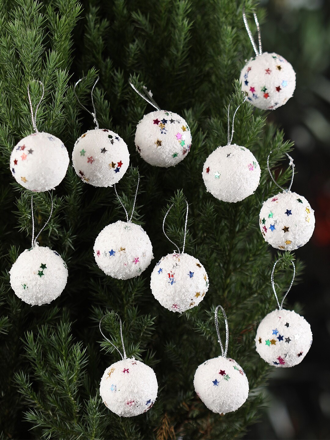 

TIED RIBBONS White 12-Pieces Balls Christmas Tree Decoration Gift Set