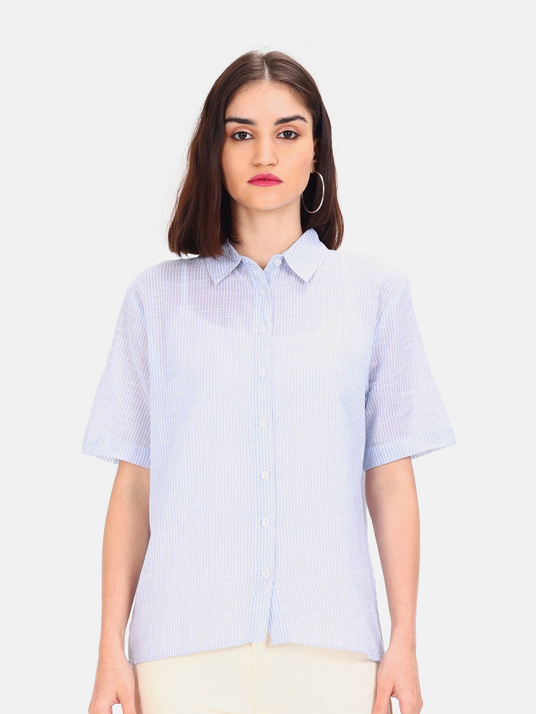 

Cherokee Women Blue Opaque Casual Shirt