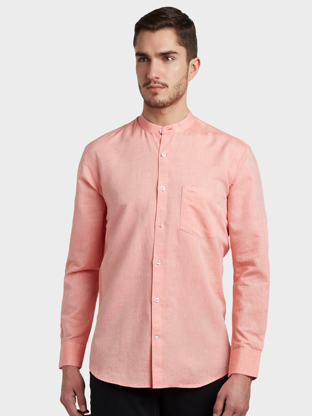 

ColorPlus Men Red Tailored Fit Opaque Casual Shirt