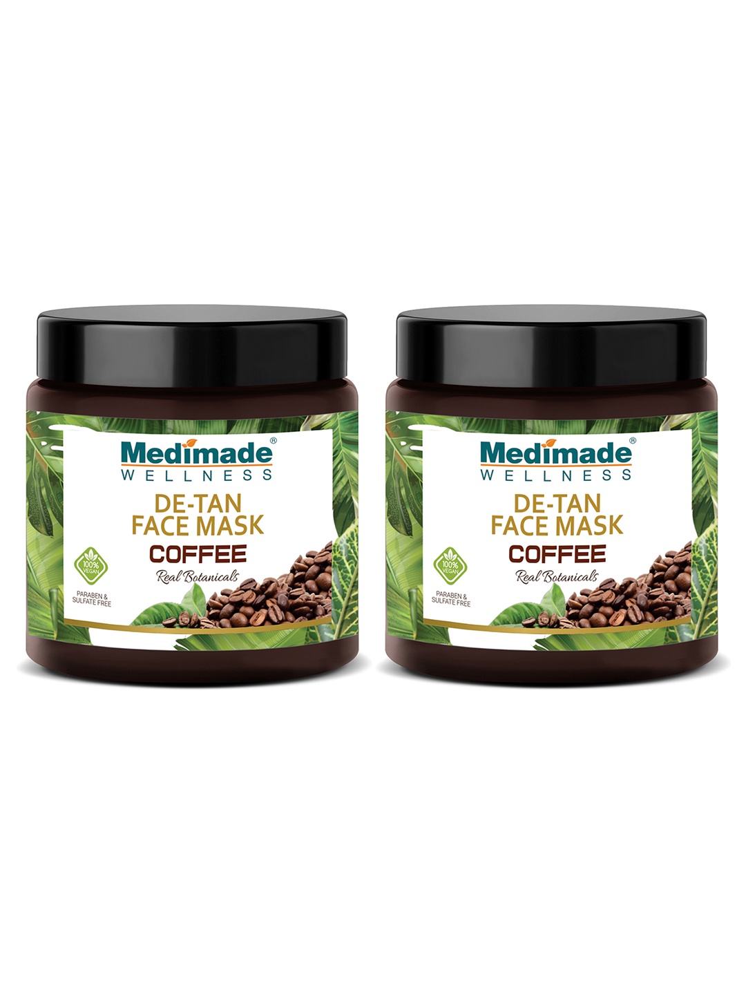 

Medimade Set Of 2 Coffee De-Tan Face Mask, Coffee brown