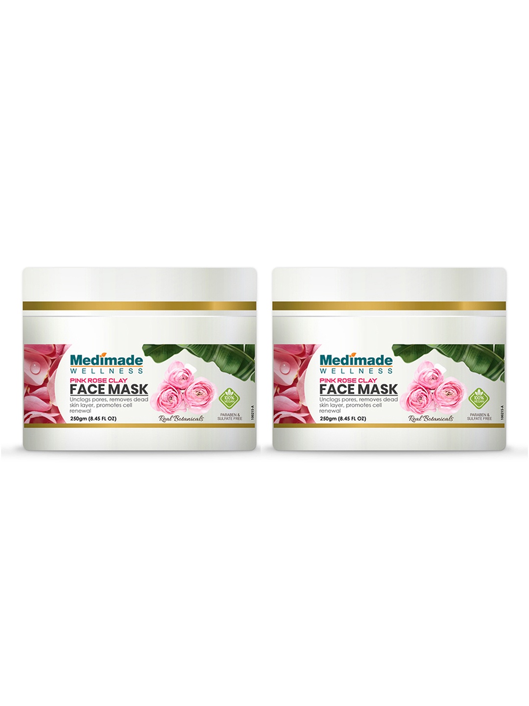 

Medimade Pack of 2 Pink Rose Clay Face Mask - 250g Each