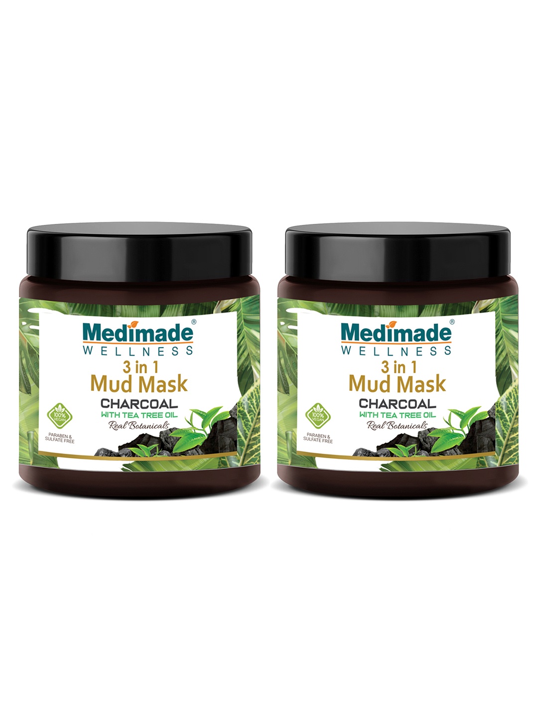 

Medimade Pack of 2 Activated Charcoal with Tea Tree Oil 3 in 1 Mud Mask