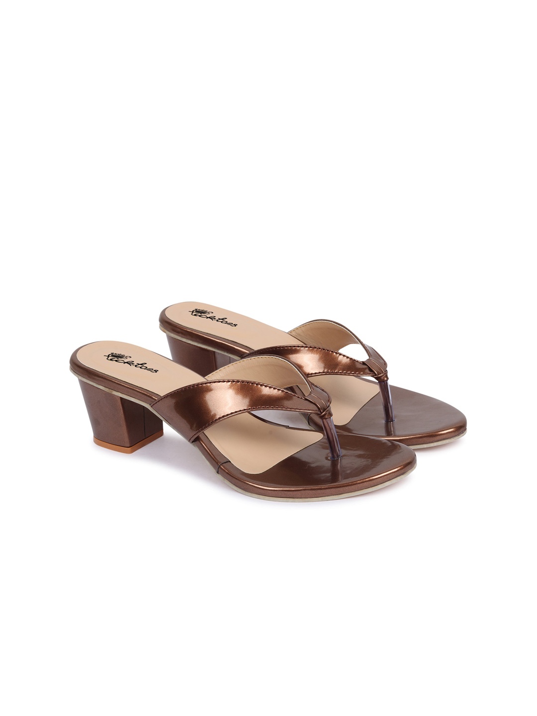 

Picktoes Copper-Toned Block Sandals