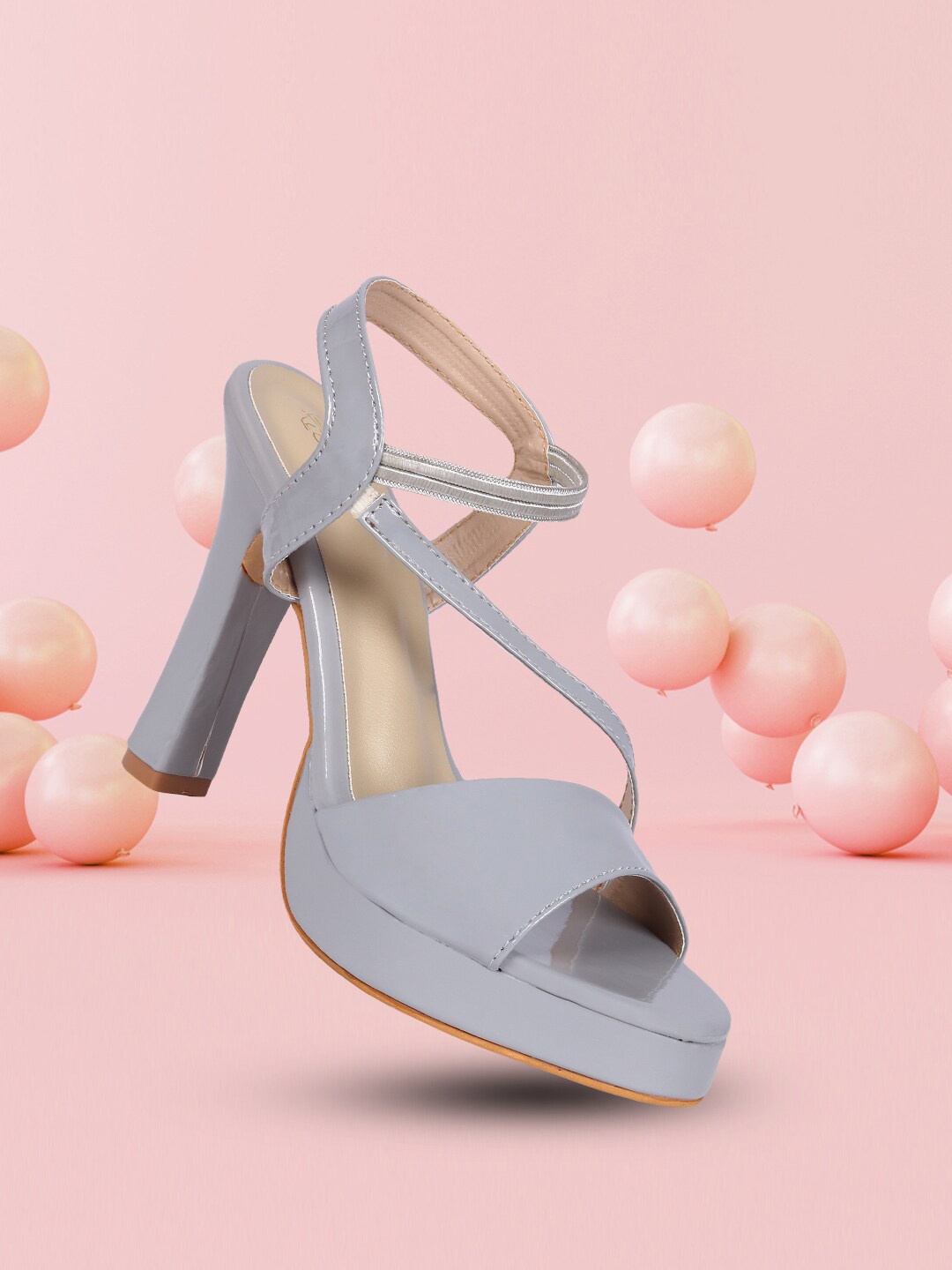 

Picktoes Grey Block Peep Toes with Buckles