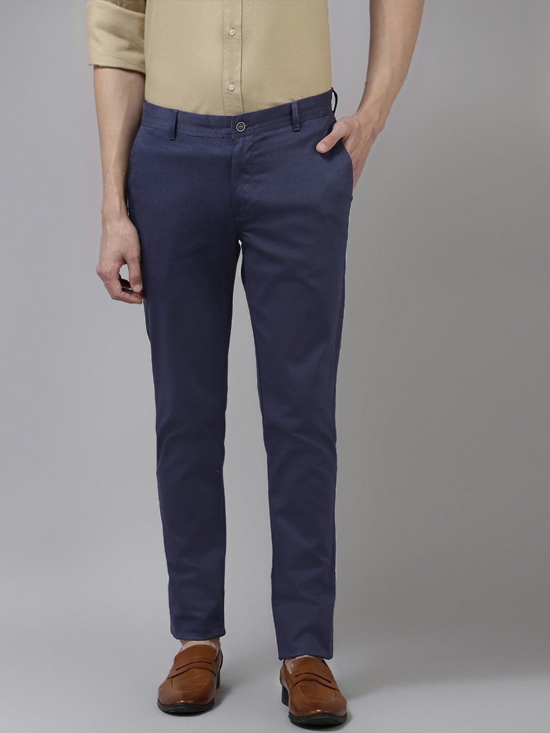 

Blackberrys Men Navy Blue High-Rise B-91 Skinny Fit Chinos Trousers