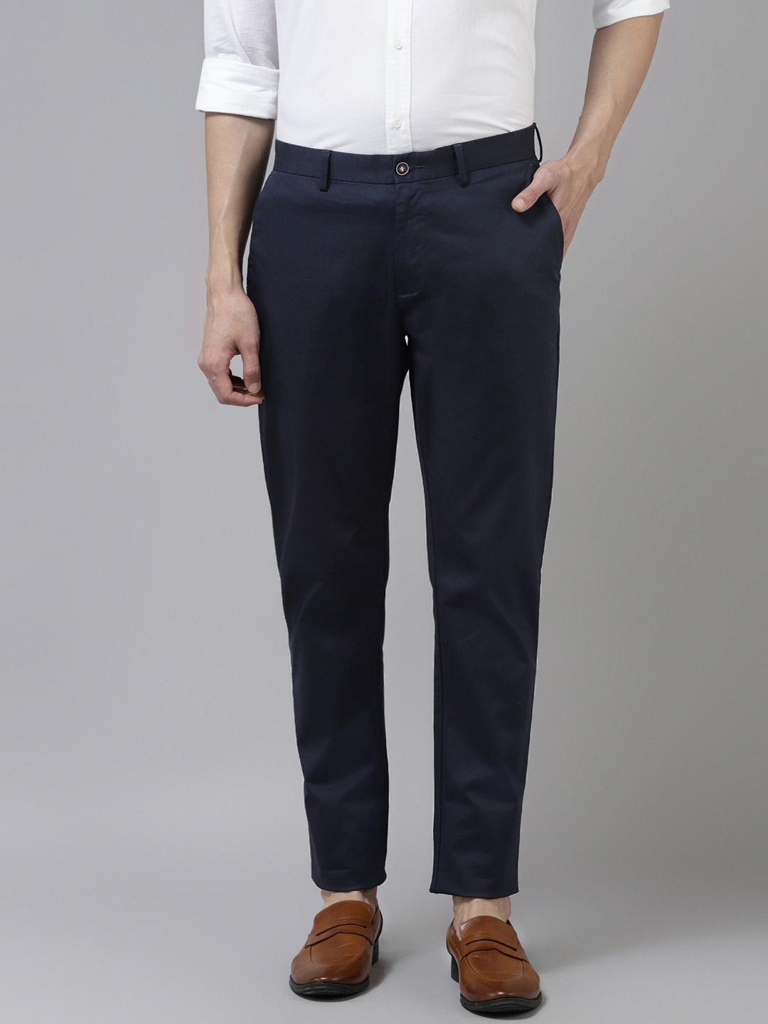 

Blackberrys Men Navy Blue B-95 Tapered Fit Chinos Trousers