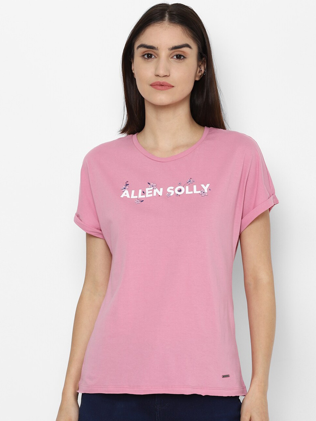 

Allen Solly Woman Women Pink Typography Printed T-shirt