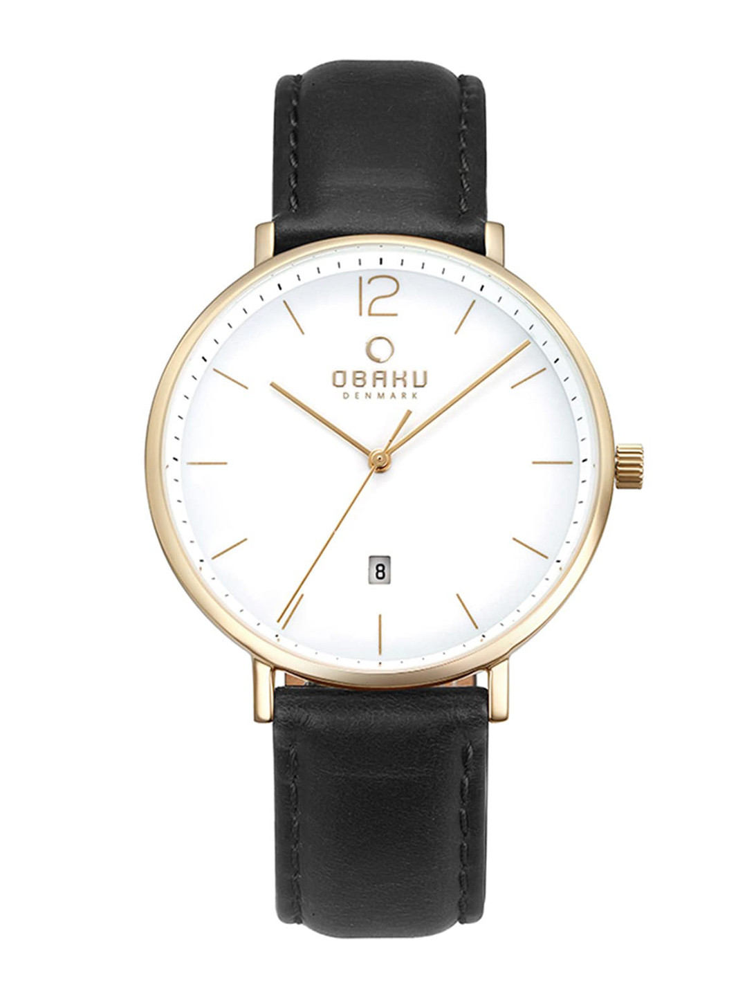 

Obaku Men White Brass Dial & Black Leather Straps Analogue Watch V181GDGWRB