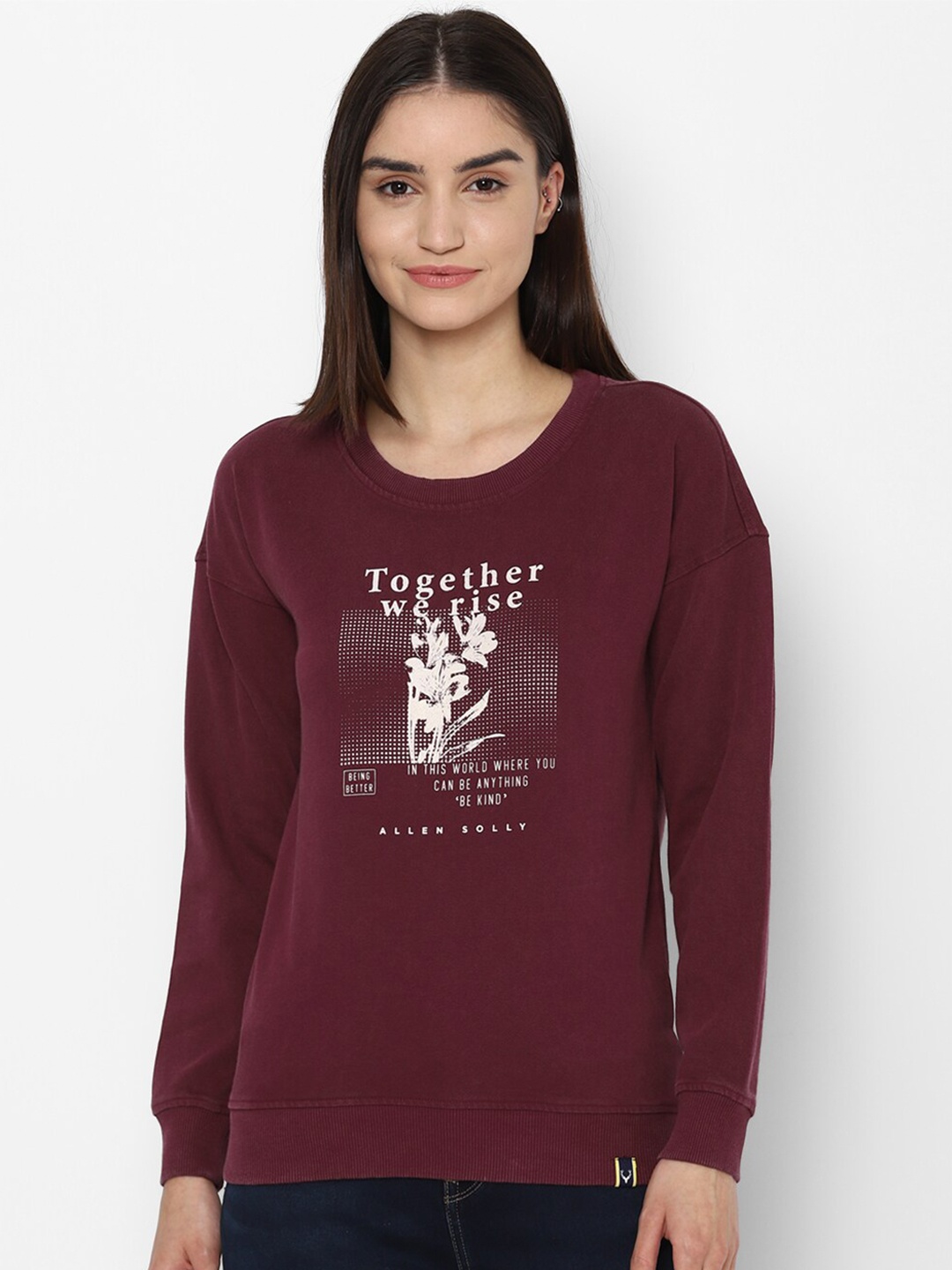 

Allen Solly Woman Women Maroon Printed Sweatshirt