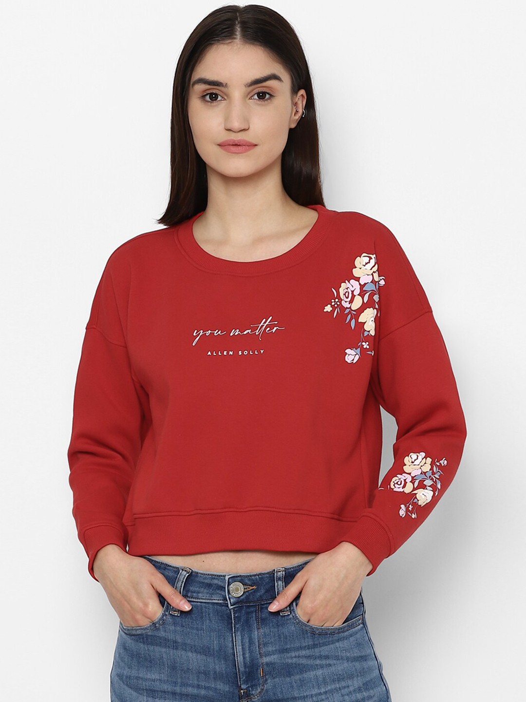 

Allen Solly Woman Women Red & White Printed Sweatshirt