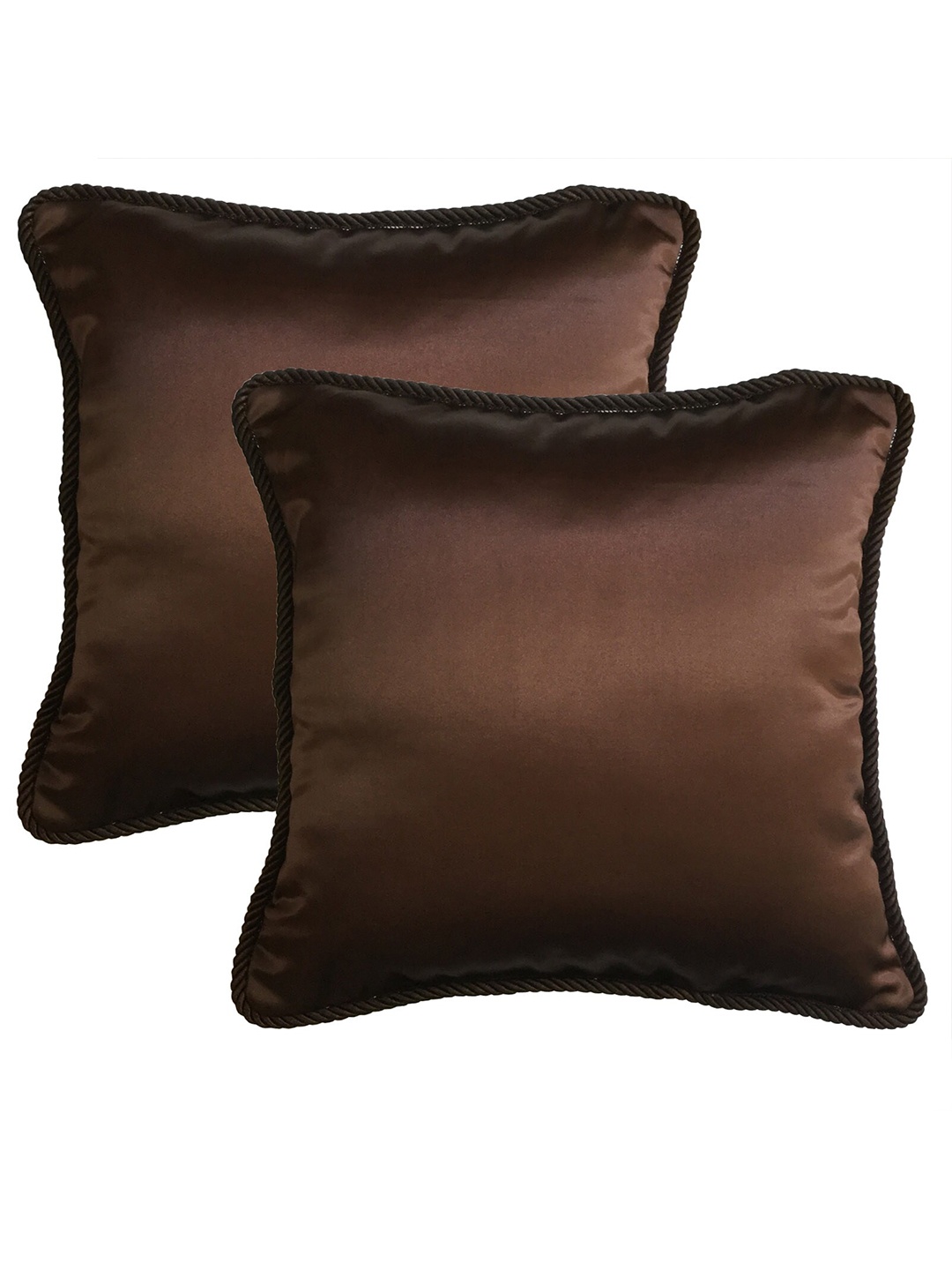 

Lushomes Brown Set of 2 Square Cushion Covers