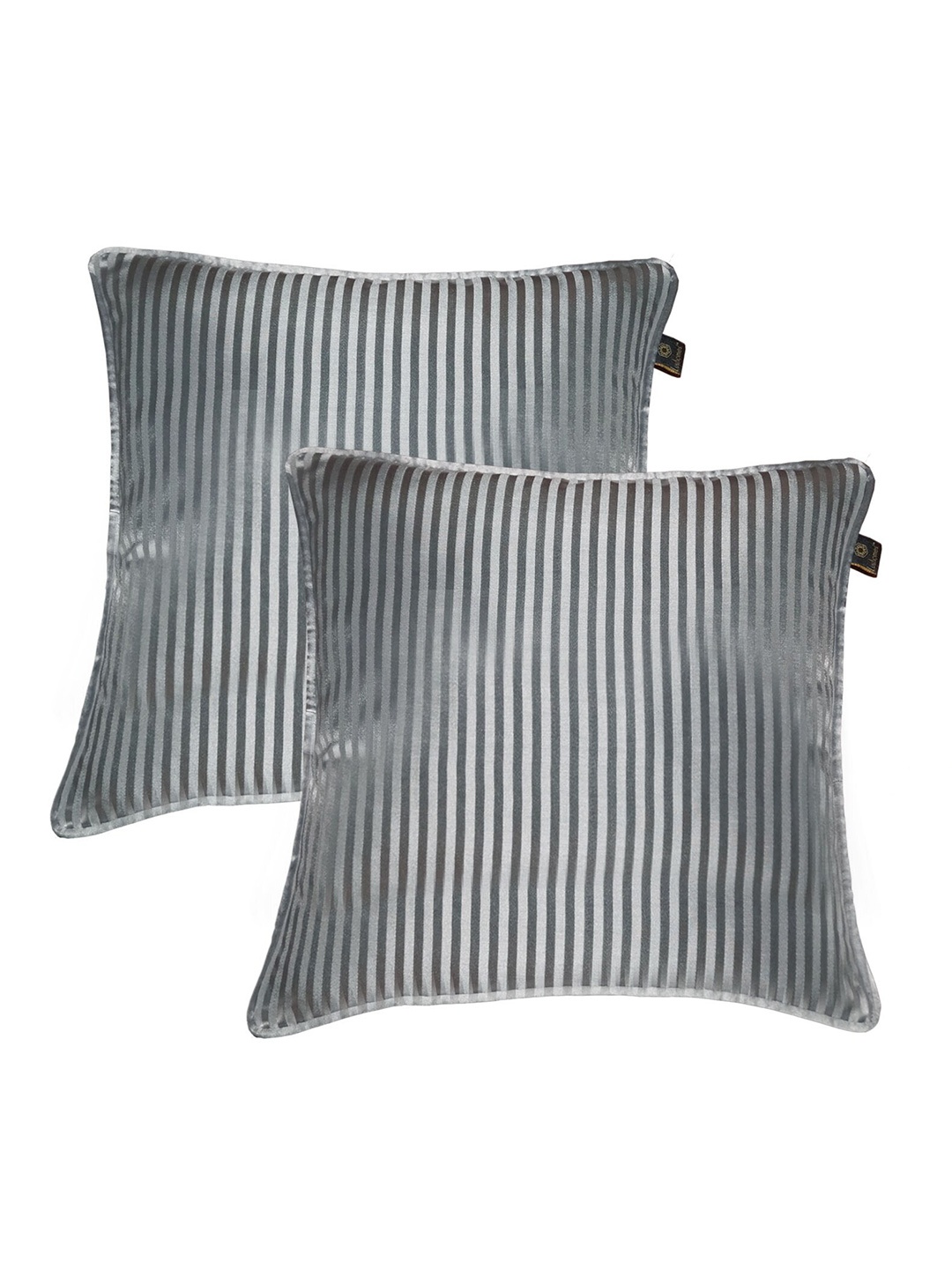 

Lushomes Grey Set of 2 Striped Square Cushion Covers