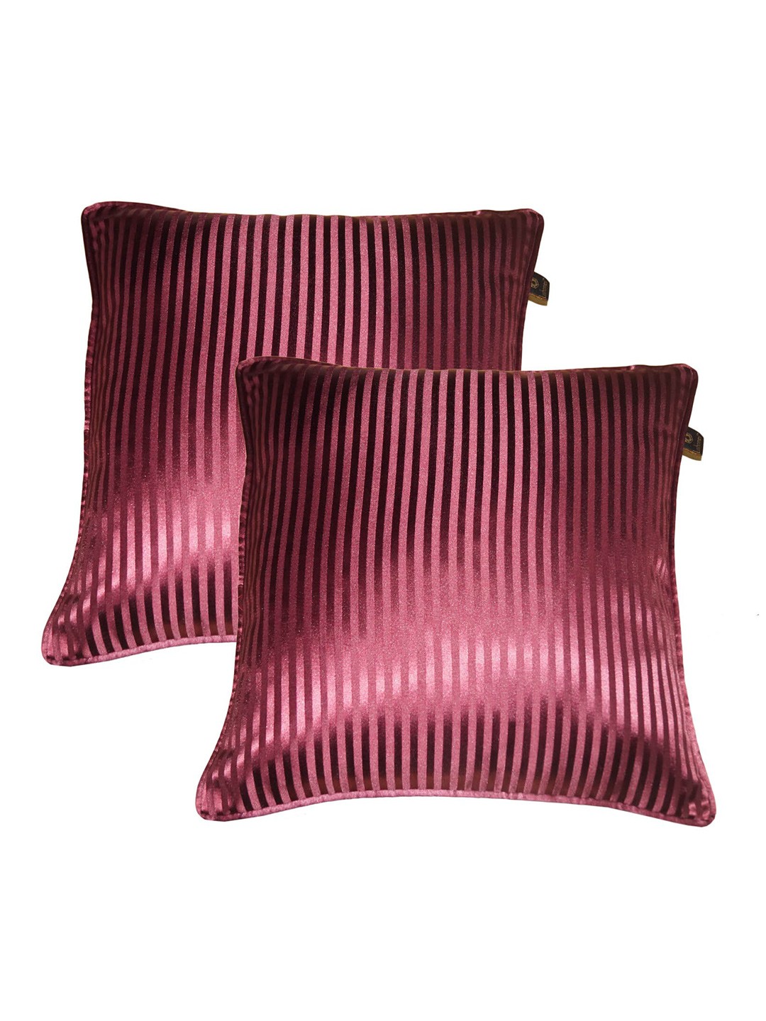 

Lushomes Burgundy & Fuchsia Set of 2 Striped Square Cushion Covers