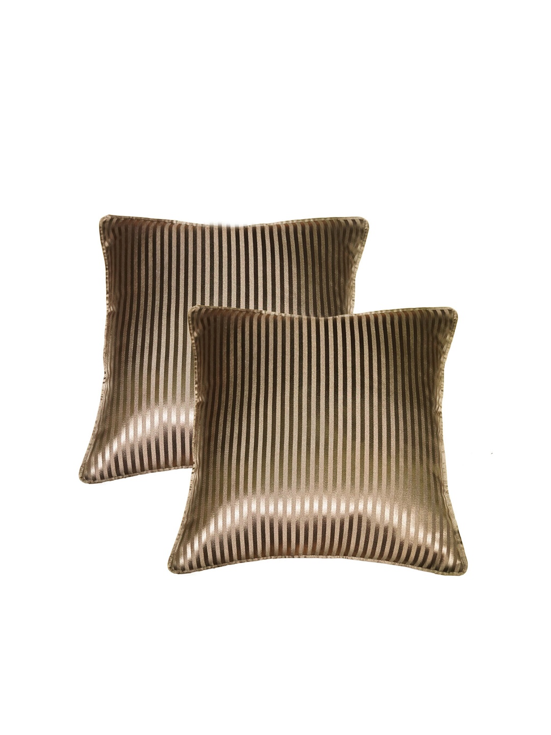 

Lushomes Brown Striped Square Cushion Cover