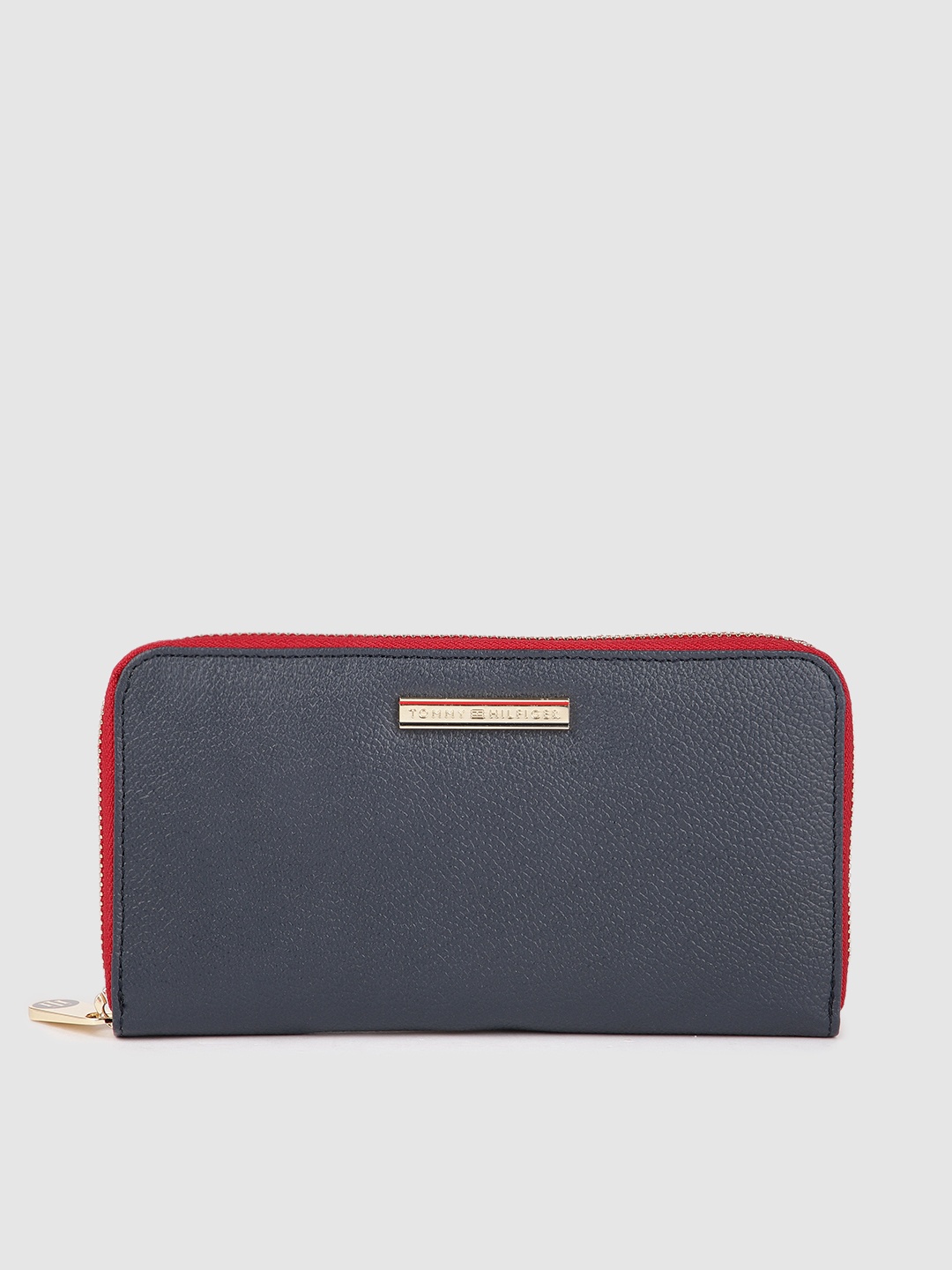 

Tommy Hilfiger Women Navy Blue & Red Leather Zip Around Wallet