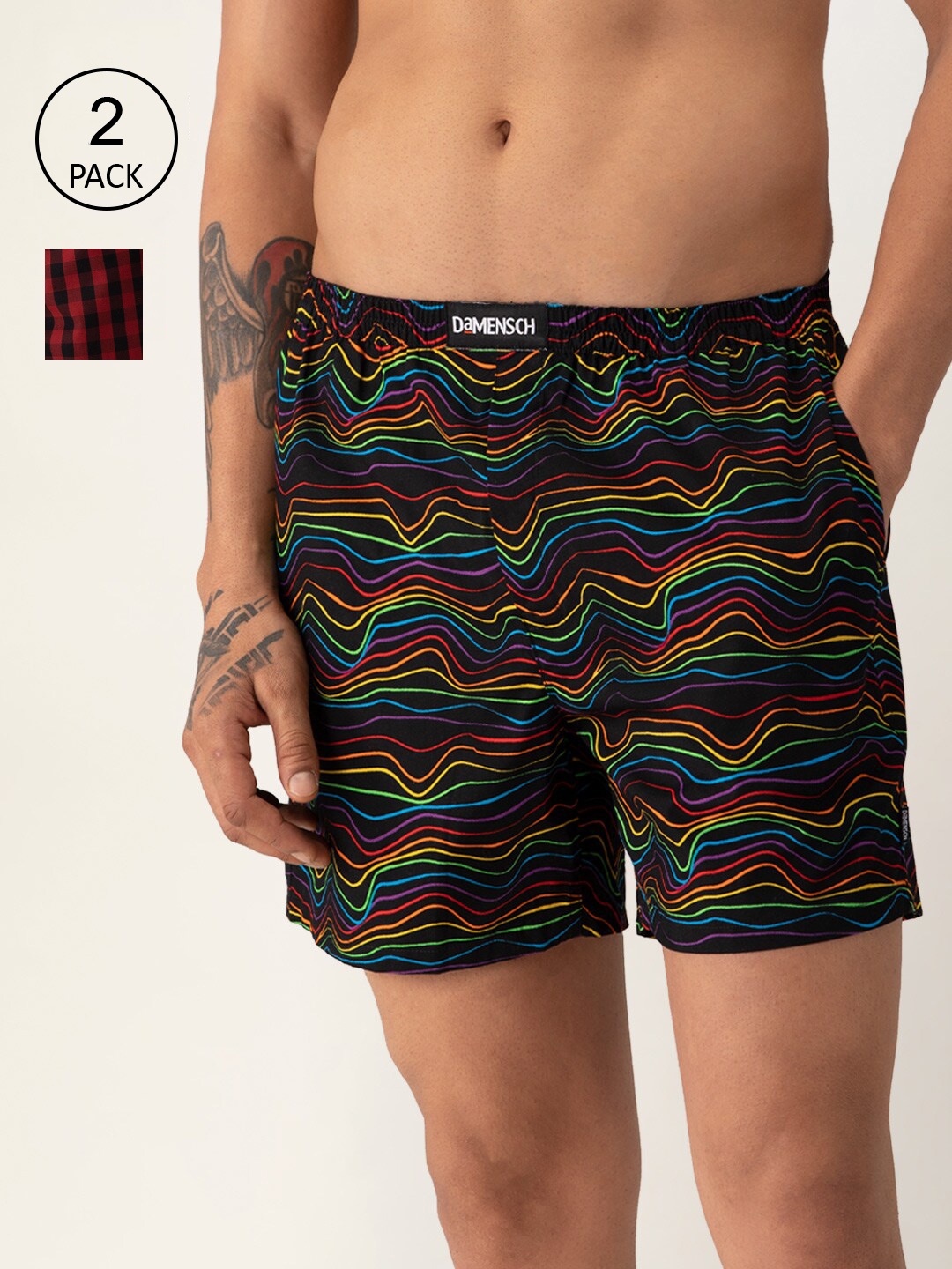 

DAMENSCH Pack of 2 Ultra-light Boxer Shorts DAM-LBX-PRD-CAR-PACK-2-MIX, Multi