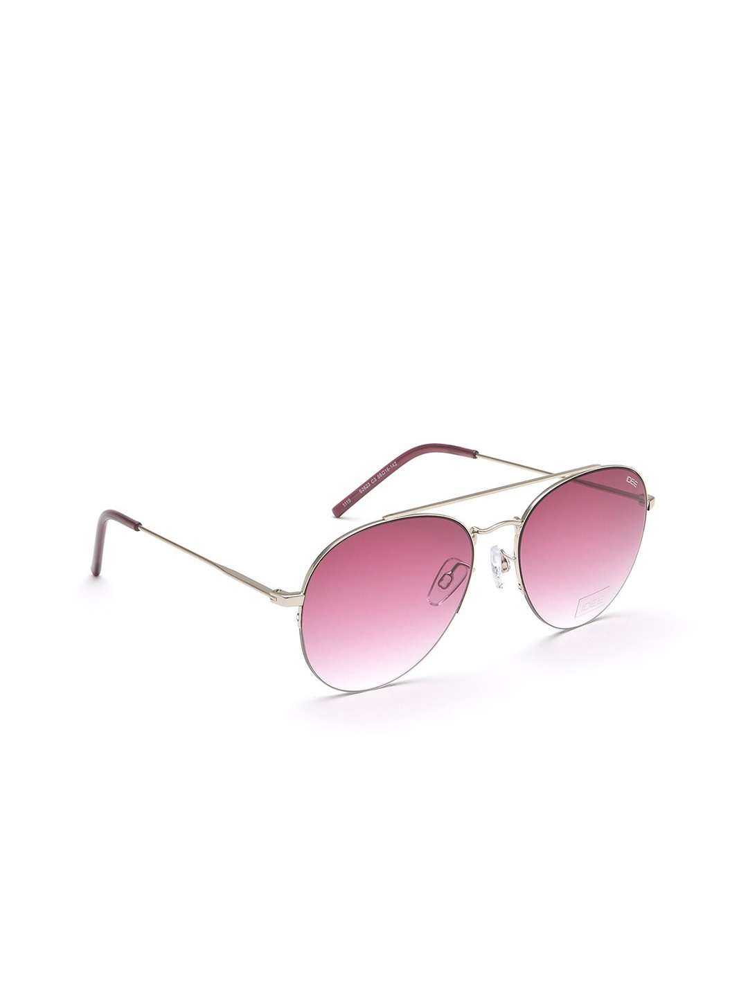 

IDEE Unisex Pink Lens & Silver-Toned Full Rim Aviator Sunglasses IDS2623C3SG