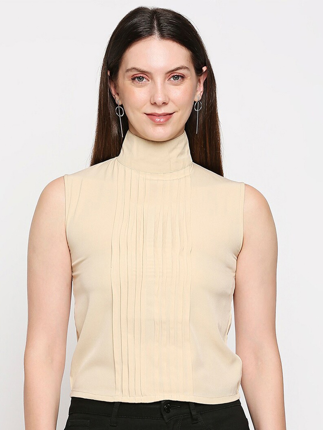 

aaliya Women Beige Crepe Regular Top