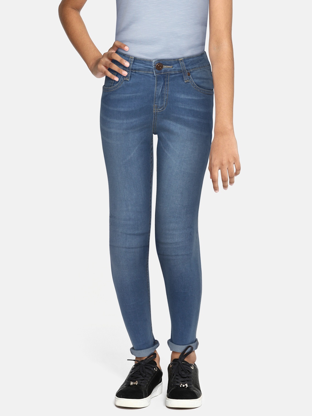 

AND Girls Blue Heavy Fade Stretchable Jeans
