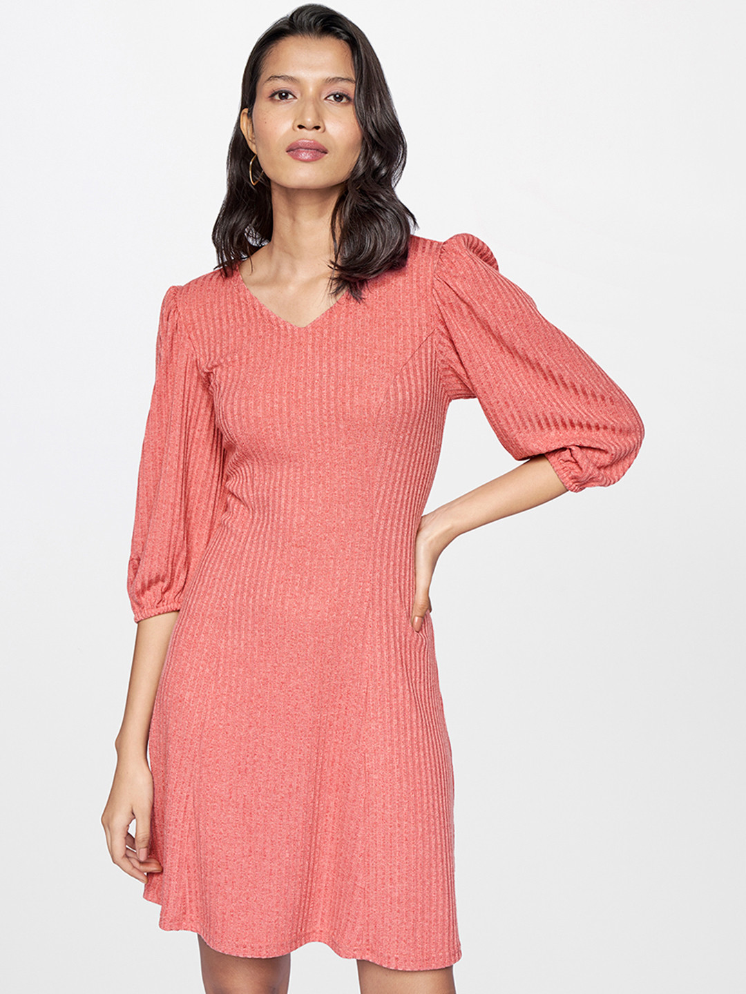 

AND Pink Striped A-Line Dress