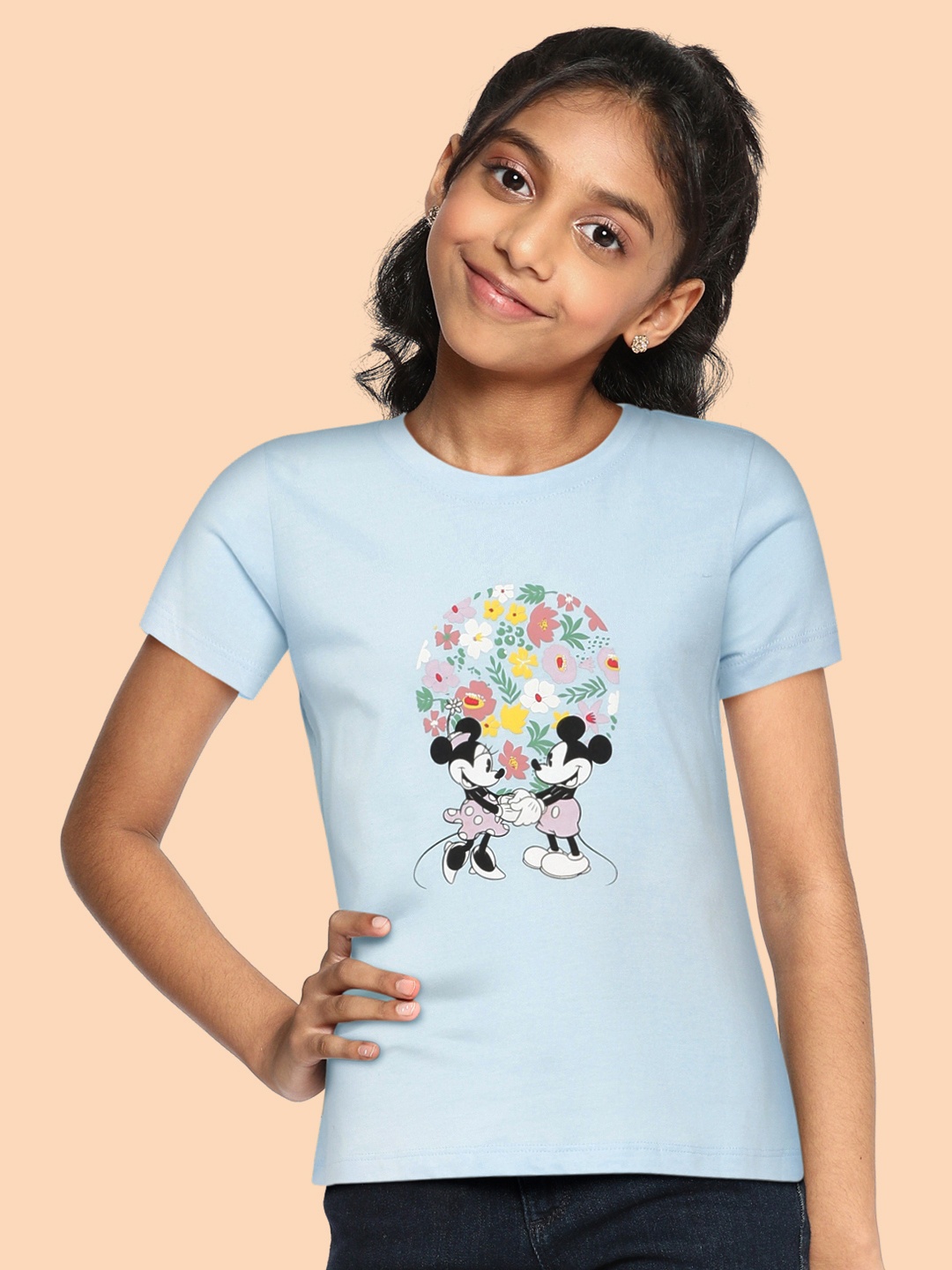 

AND Girls Blue Mickey & Minnie Printed Top