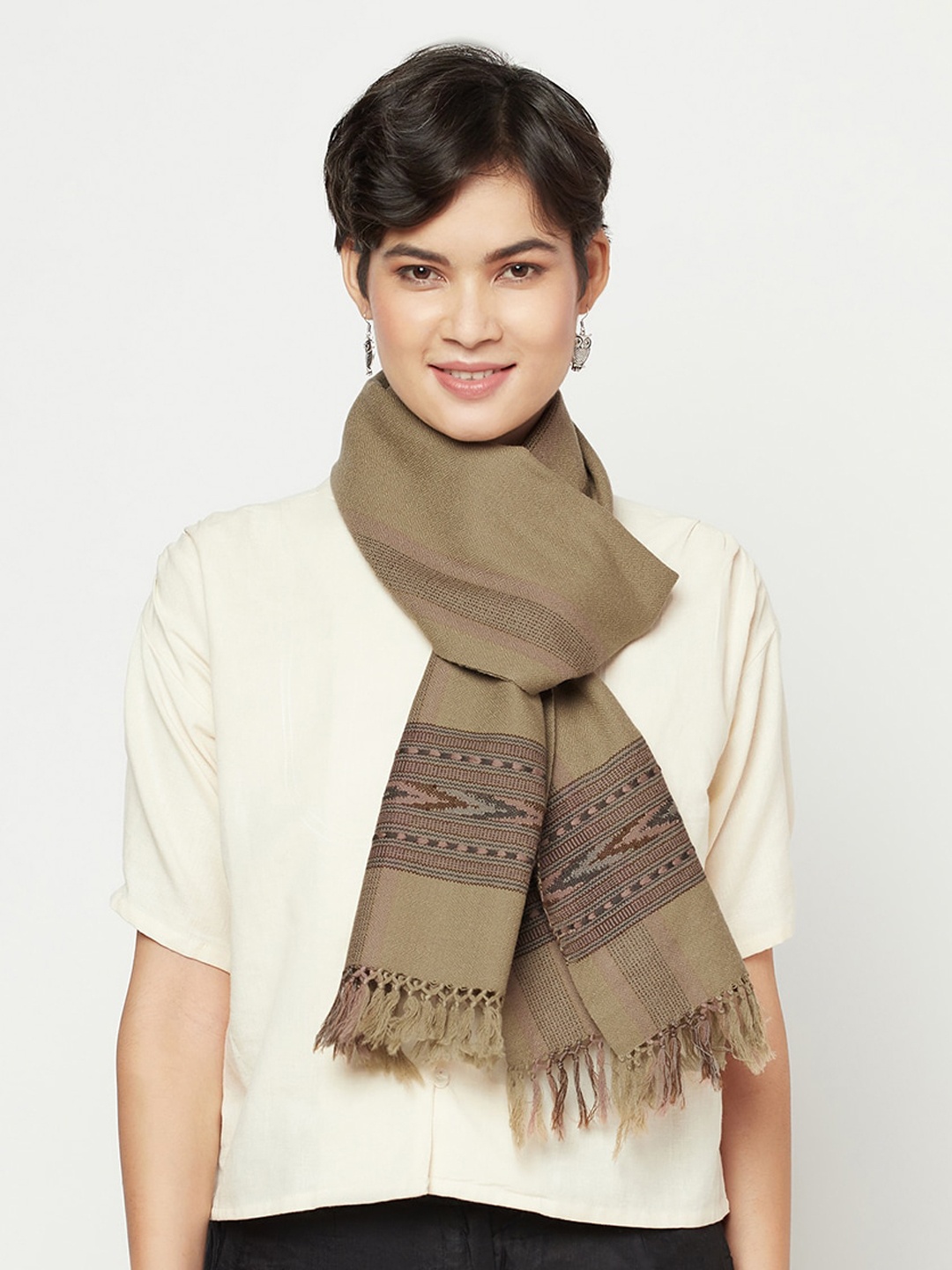 

Fabindia Women Beige & Brown Self-Design Wool Muffler