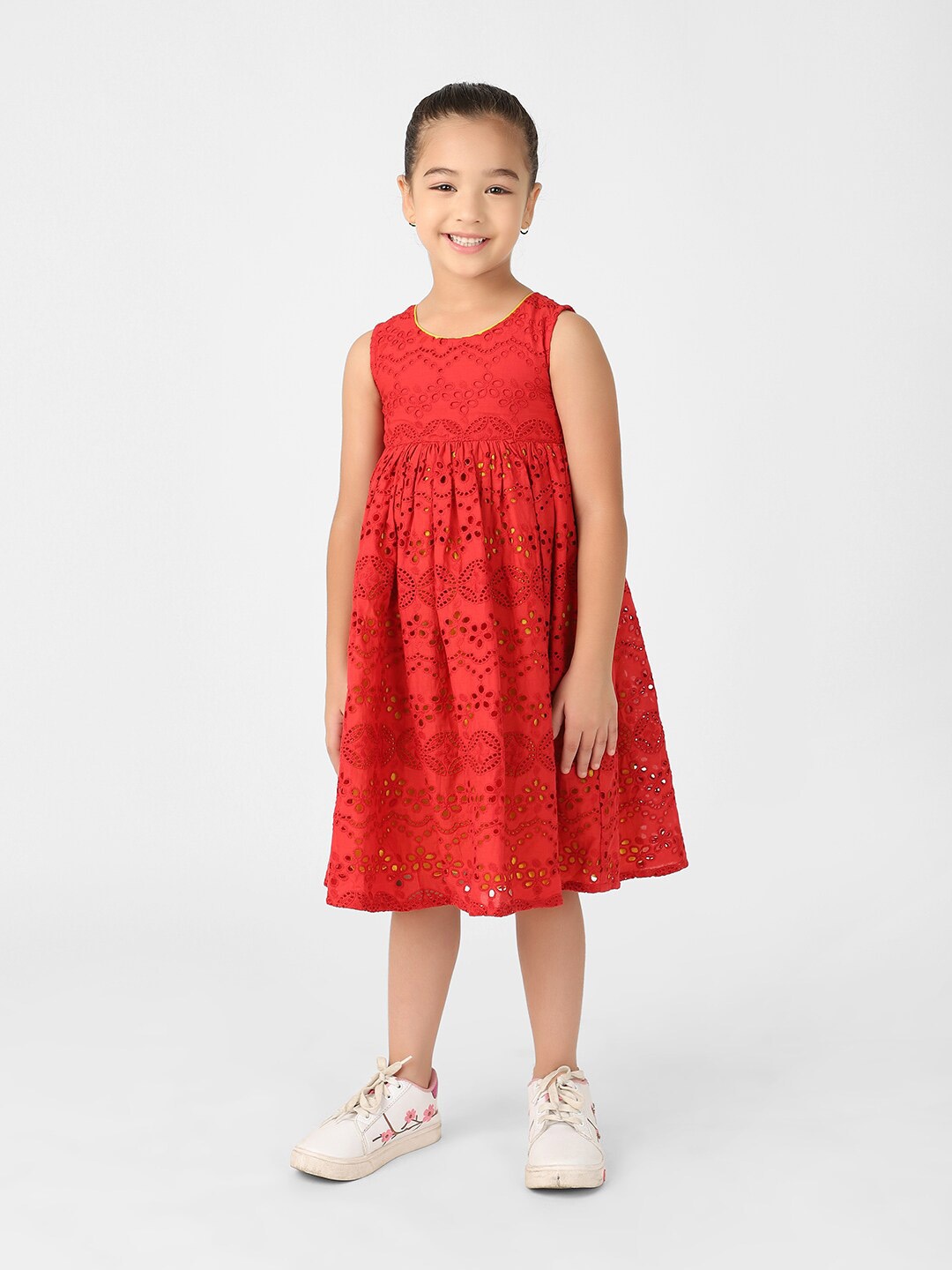 

Fabindia Red Floral Empire Midi Dress