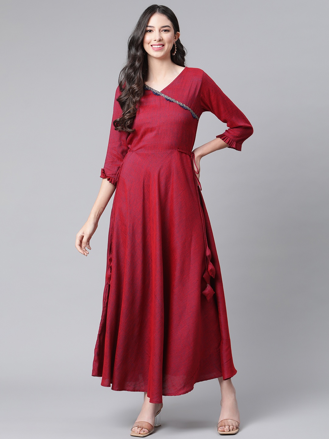 

Cottinfab Women Maroon Ethnic Maxi Dress