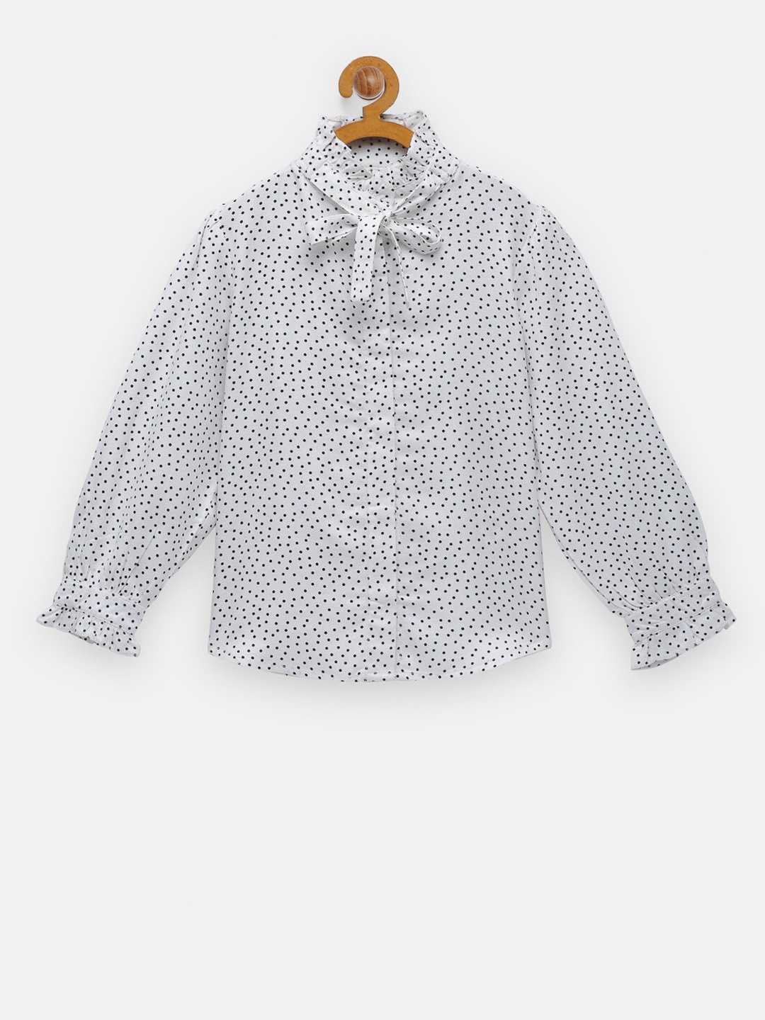 

NYNSH White & Black Polka Dots Printed Regular Top