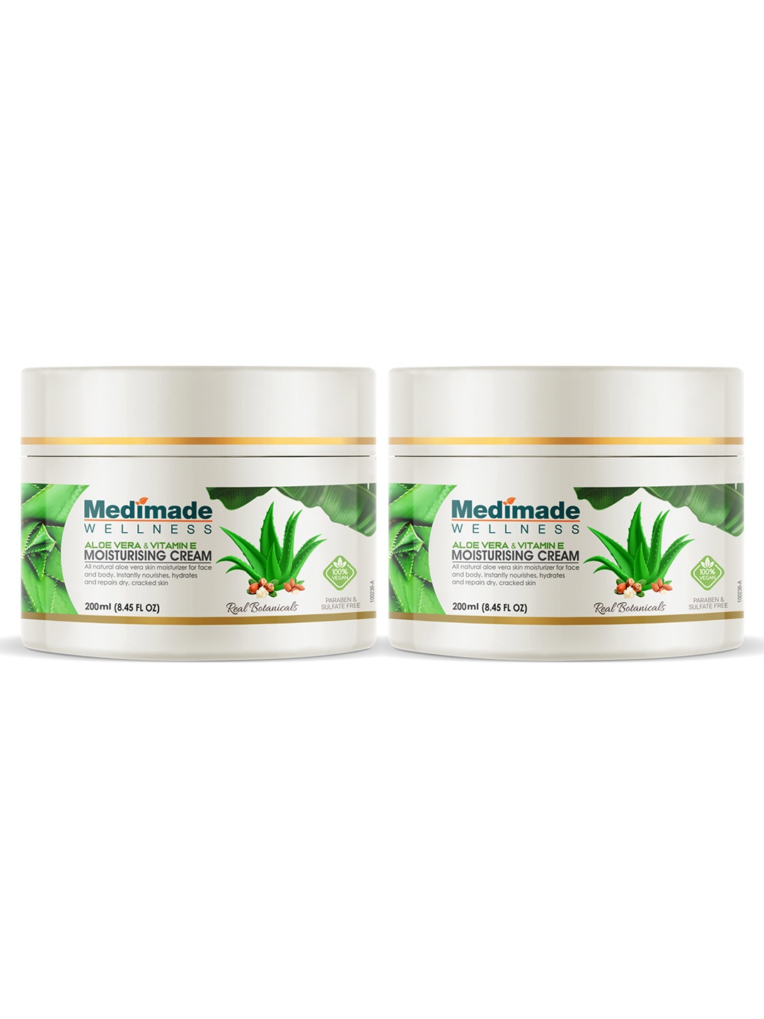 

Medimade Set Of 2 Aloe Vera & Vitamin E Moisturising Cream, Green