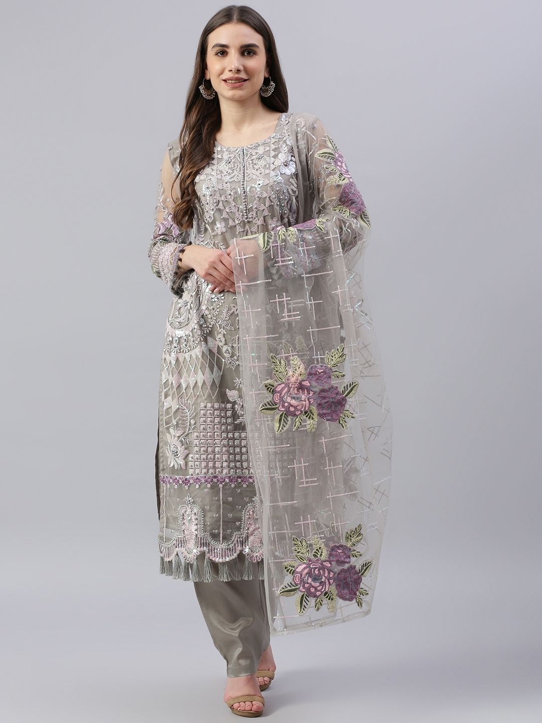 

Readiprint Fashions Grey Embroidered Unstitched Dress Material
