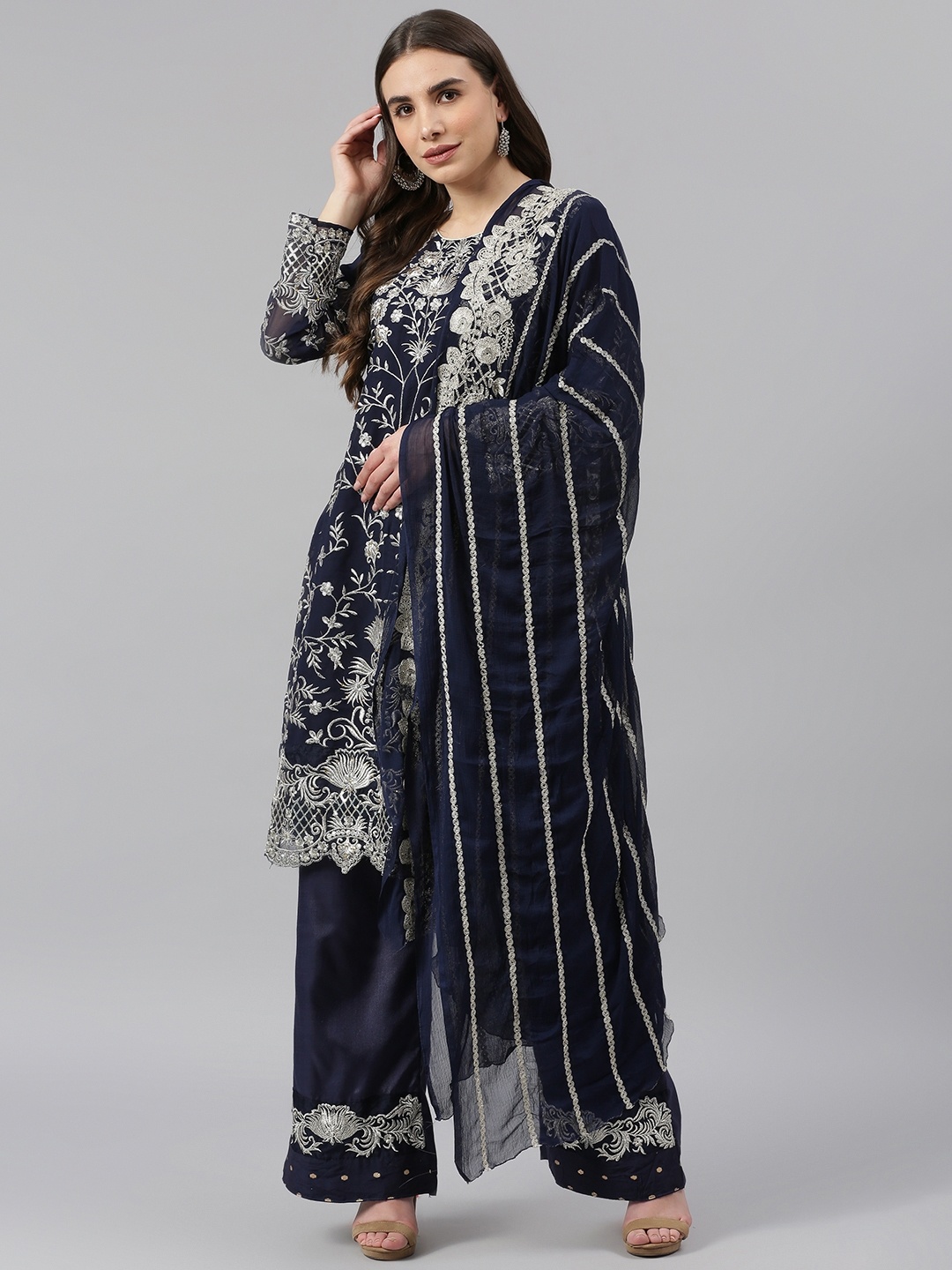 

Readiprint Fashions Navy Blue & Navy Blue Embroidered Unstitched Dress Material