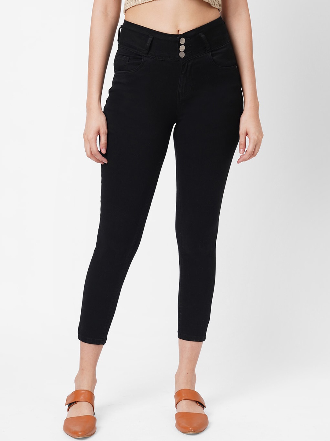 

Kraus Jeans Women Black Skinny Fit High-Rise Jeans