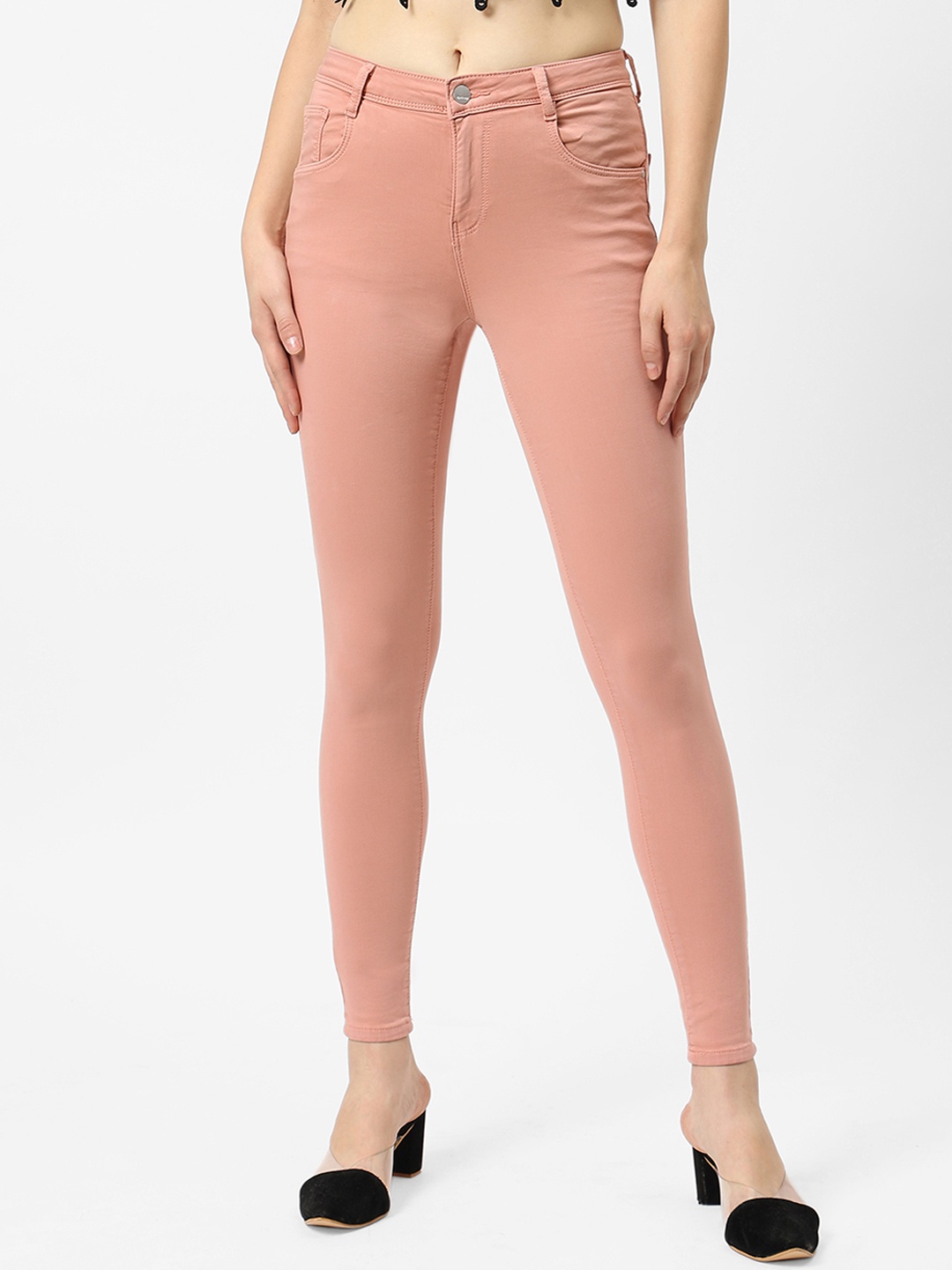 

Kraus Jeans Women Pink Skinny Fit High-Rise Clean Look Jeans