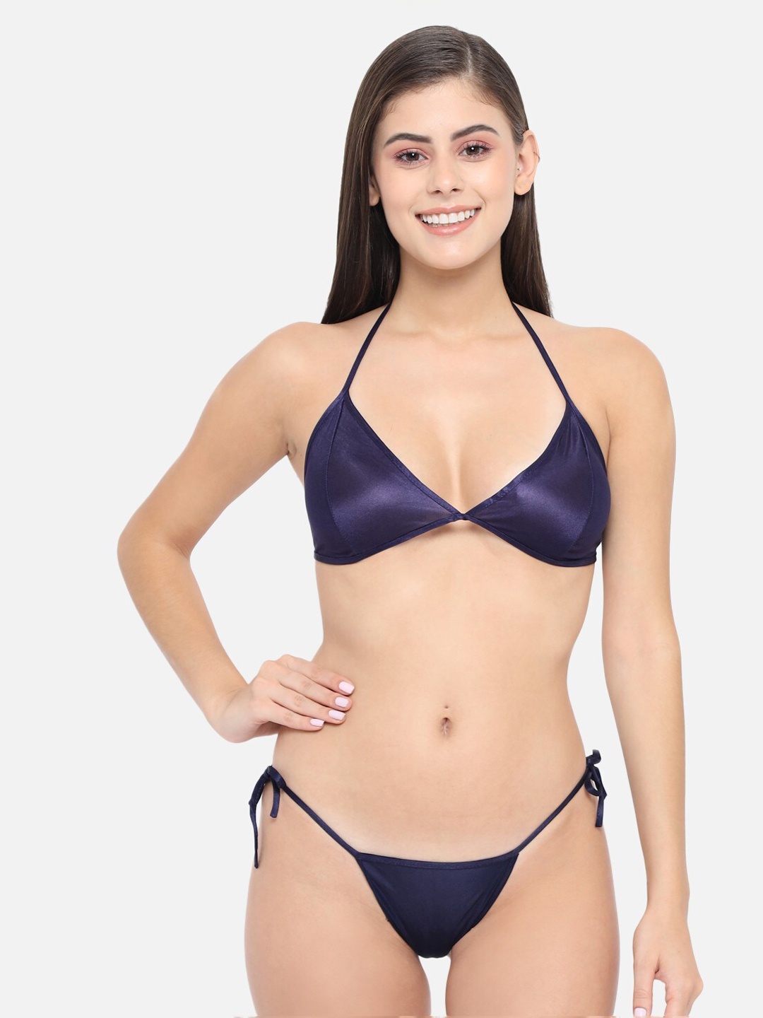 

Klamotten Women Navy Blue Solid Lingerie Set 11N