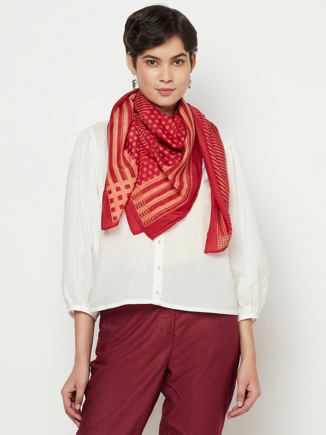 

Fabindia Women Red Printed Scarf