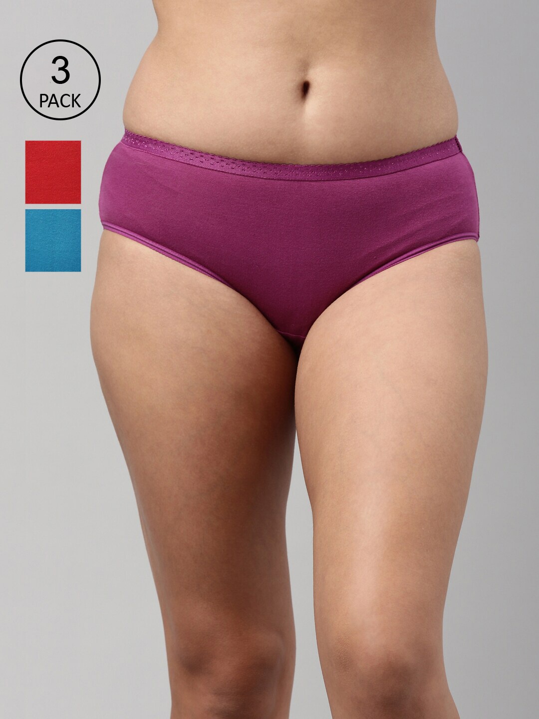 

Feelings Women Pack Of 3 Assorted Cotton Hipster Briefs