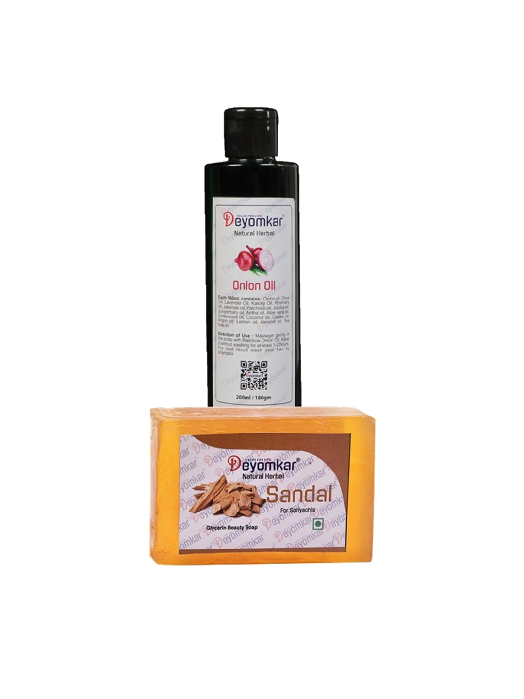 

Deyomkar Set of Herbal Onion Oil & Sandal Wood Soap, Orange