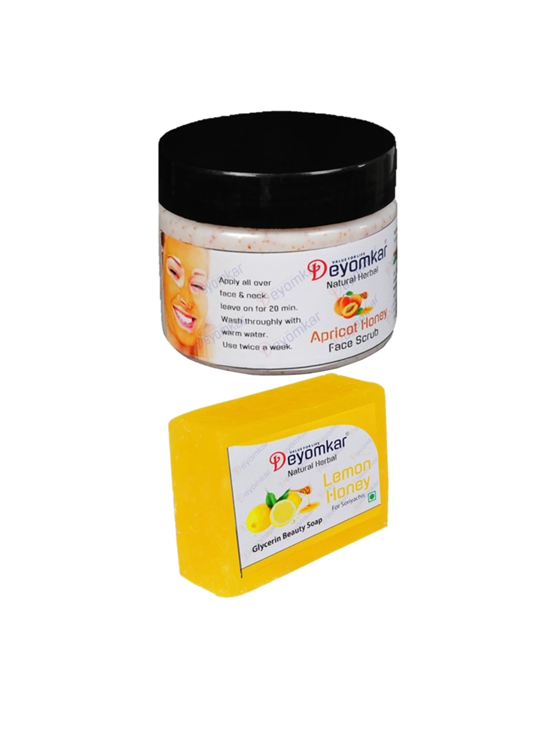 

Deyomkar Set of 2 Herbal Cream with Lemon Honey Soap, Black