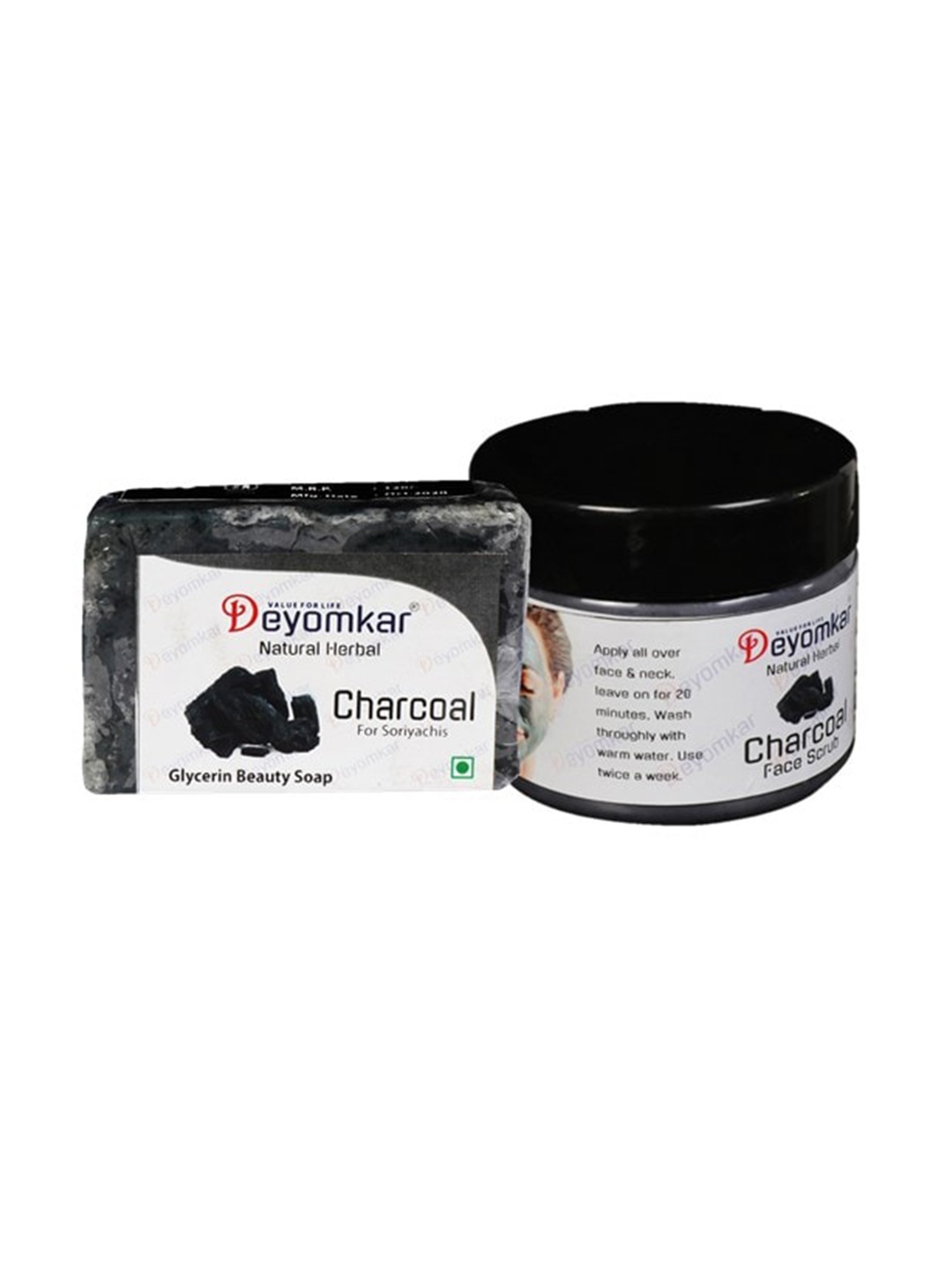 

Deyomkar Herbal Charcoal Scrub with Lemon Honey Soap, Black